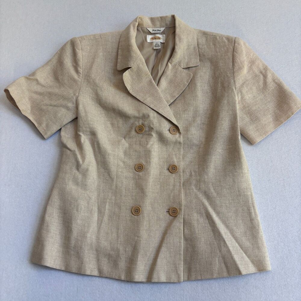 Talbots Irish Linen Suit Jacket Women's 6 Beige Short Sleeve Office Career Work
